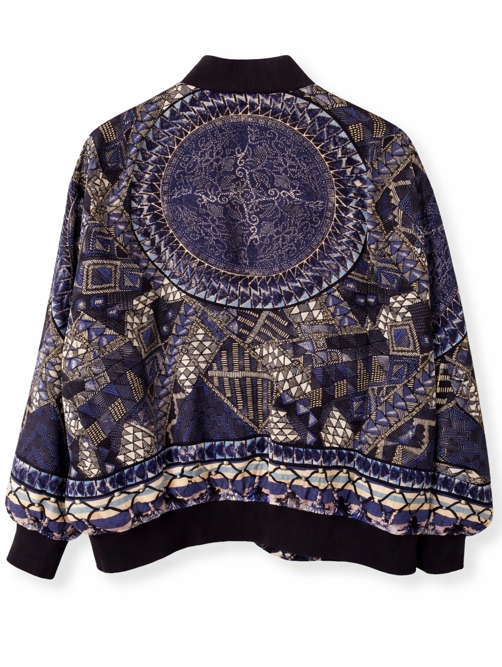Saks Fifth Avenue Vintage Navy and Blue 100% Silk-Lined Jacket Size L